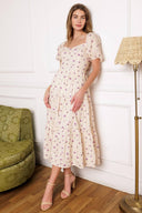 SUNSET GAZING WOVEN MIDI DRESS.