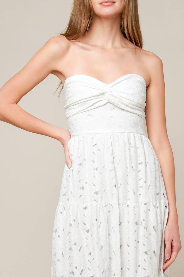 WISHING WELL WHITE WOVEN LACE MAXI DRESS.