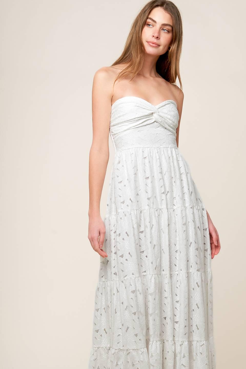 WISHING WELL WHITE WOVEN LACE MAXI DRESS.