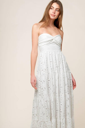 WISHING WELL WHITE WOVEN LACE MAXI DRESS.