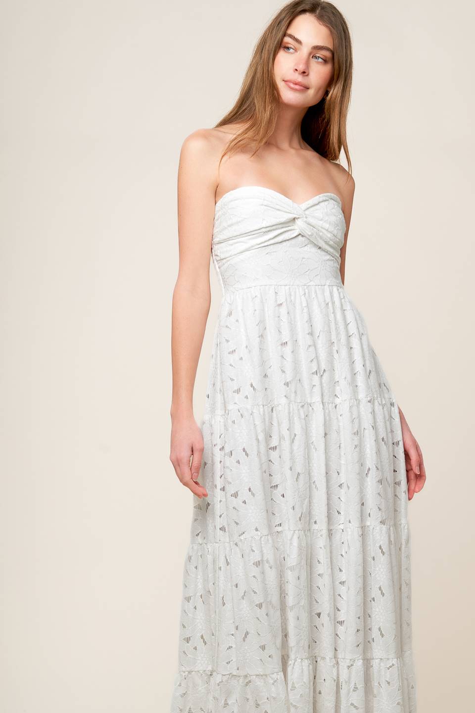 WISHING WELL WHITE WOVEN LACE MAXI DRESS