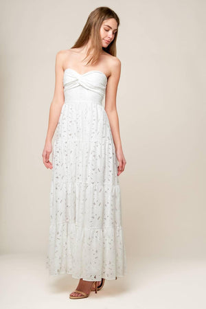 WISHING WELL WHITE WOVEN LACE MAXI DRESS.