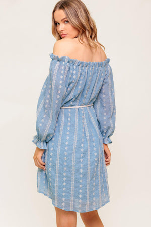 NO MORE CLOUDY SKIES WOVEN MINI DRESS.