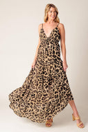 BEACH BUM LEOPARD WOVEN MAXI DRESS.