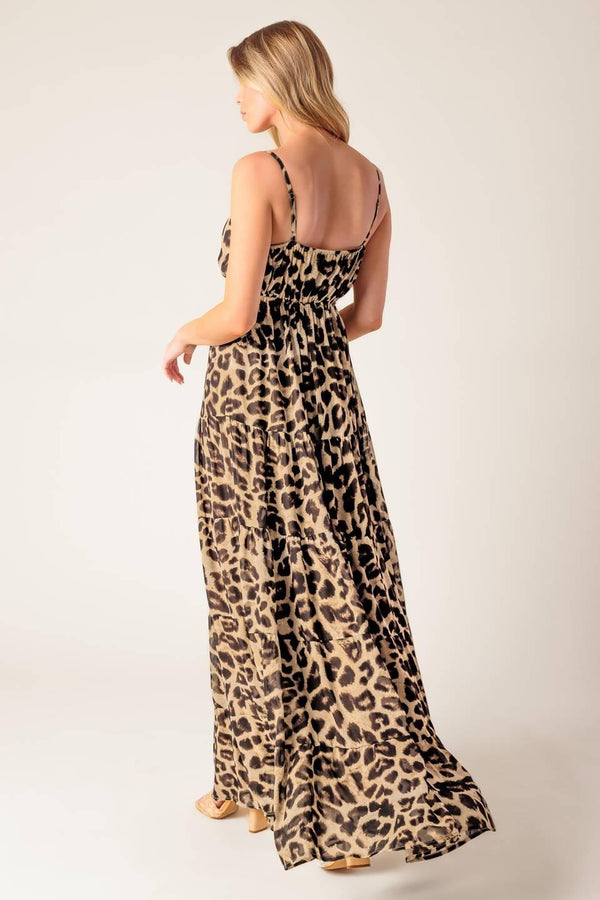 BEACH BUM LEOPARD WOVEN MAXI DRESS.