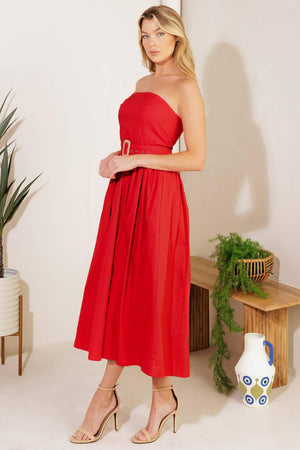 DAYS THAT FADE WOVEN MIDI DRESS.