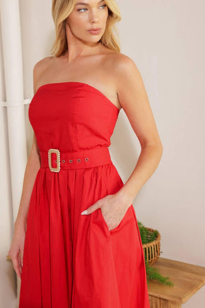 DAYS THAT FADE WOVEN MIDI DRESS.
