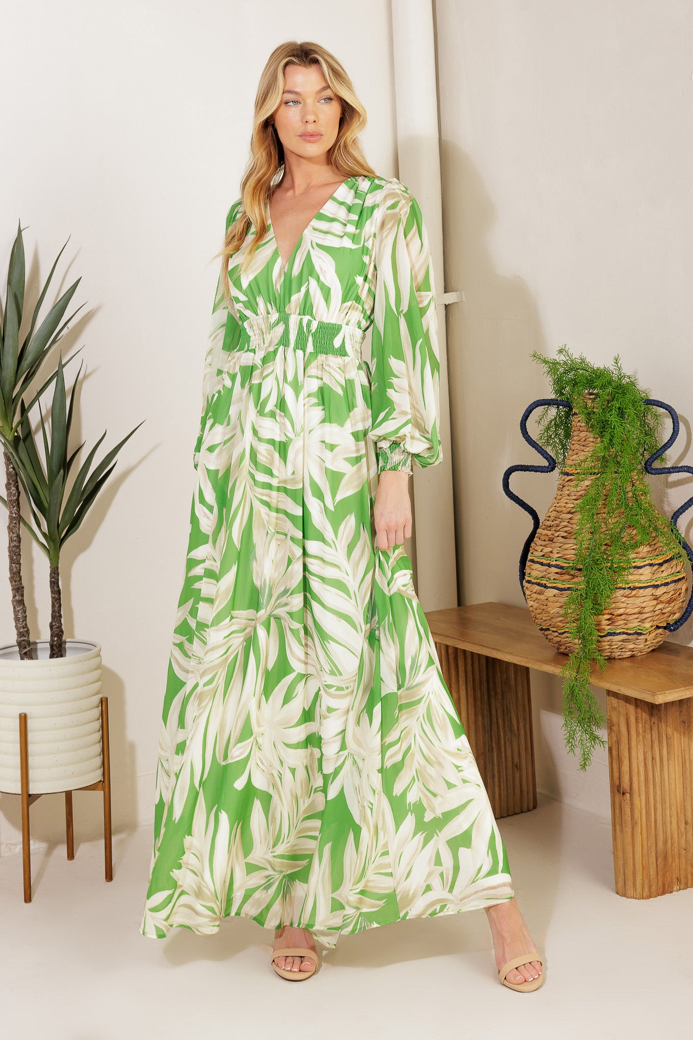 LEAVES OF TOMORROW WOVEN MAXI DRESS