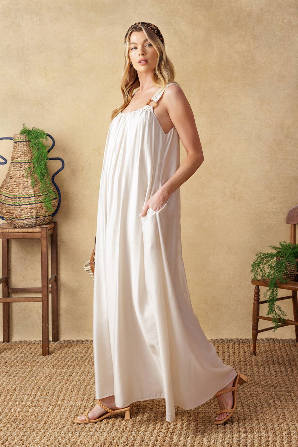 Celestial Skies Woven Maxi Dress L Flying Tomato Beige / M Celestial Skies Woven Maxi Dress L Flying Tomato Beige / M