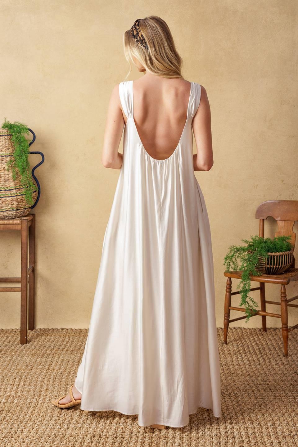 CELESTIAL SKIES WOVEN MAXI DRESS.