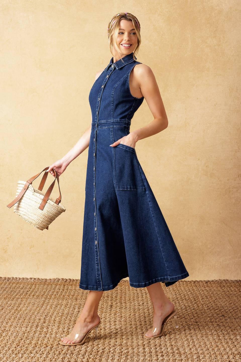 COOL GIRL DENIM MIDI DRESS l FLYING TOMATO COOL GIRL DENIM MIDI DRESS l FLYING TOMATO