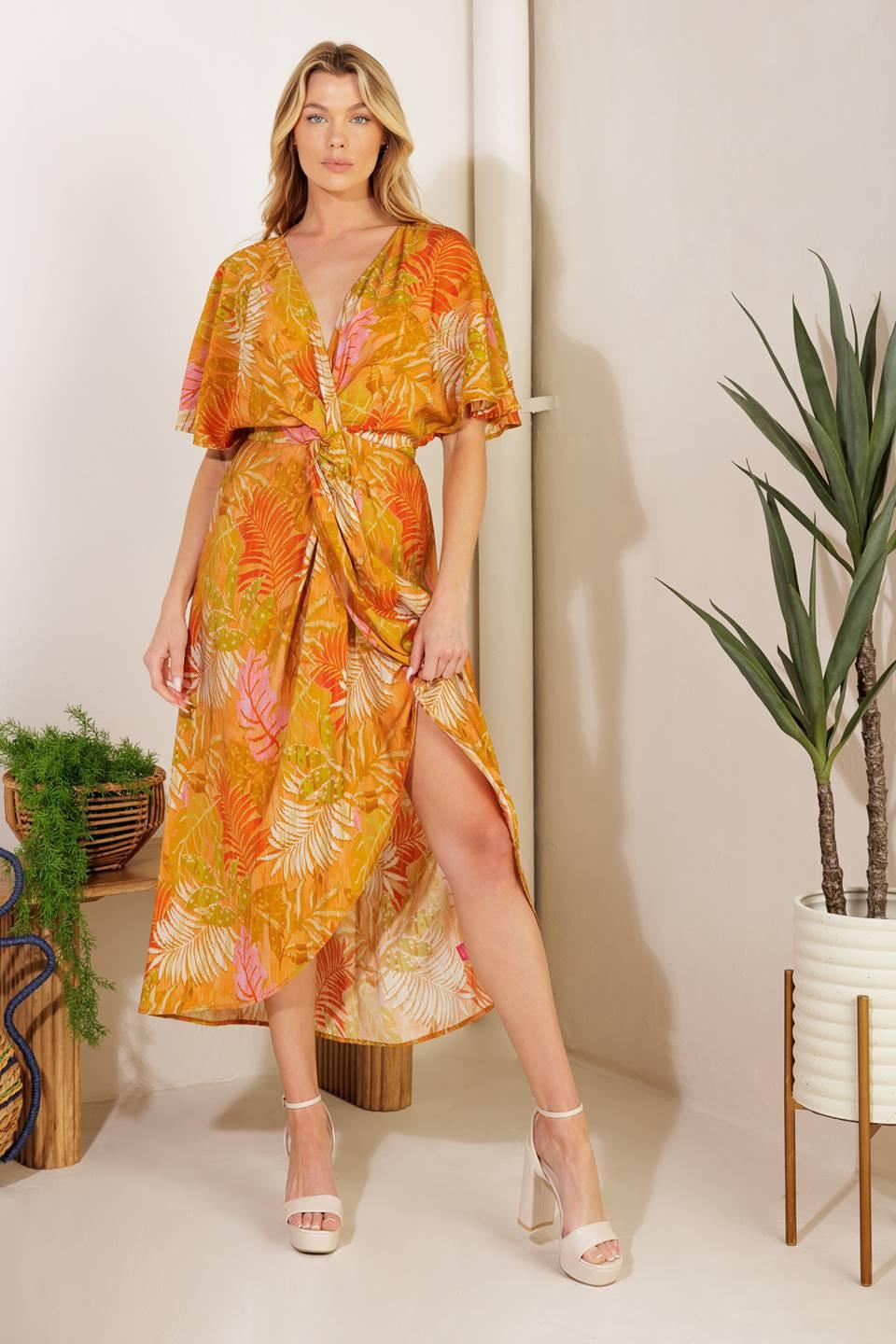 BUDDING HEARTS WOVEN MIDI DRESS.