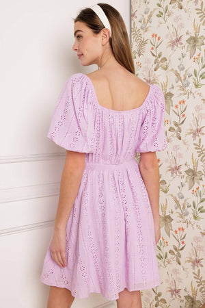 MIDNIGHT MIRAGE GOWN WOVEN EYELET MINI DRESS.