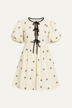 A DAY AT THE VINEYARD WOVEN MINI BADYDOLL DRESS