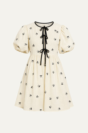 A DAY AT THE VINEYARD WOVEN MINI BADYDOLL DRESS