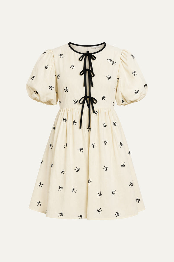 A DAY AT THE VINEYARD WOVEN MINI BADYDOLL DRESS