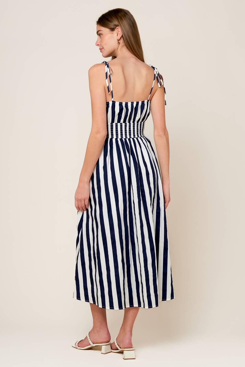AROUND THE WORLD WOVEN MIDI DRESS.