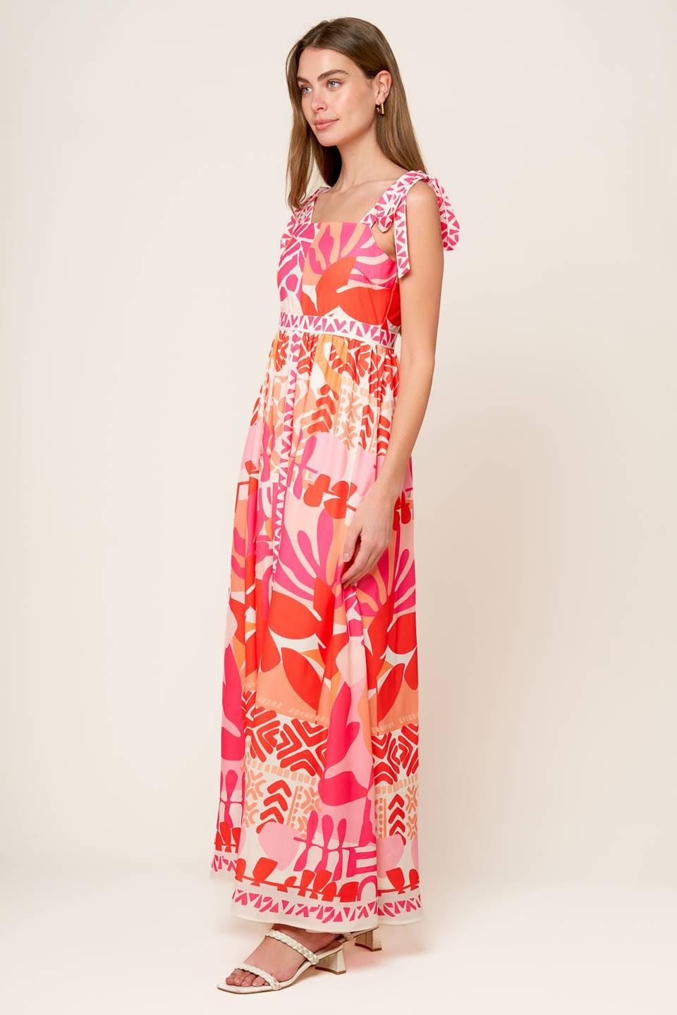 DRIVE-IN MOVIE WOVEN MAXI DRESS.