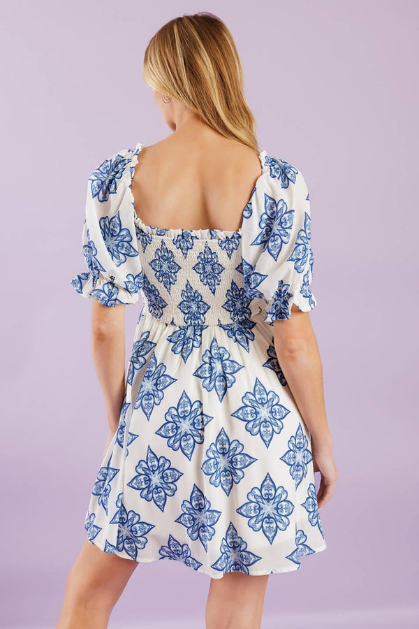 THROUGH THE GARDEN WOVEN MINI DRESS.