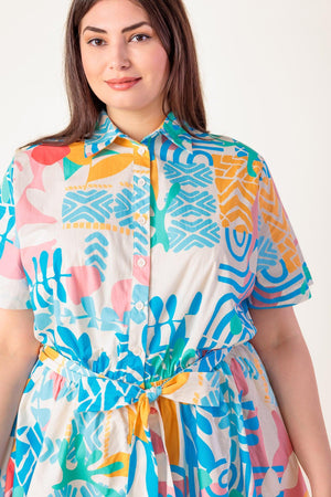 GARDEN SOCIAL WOVEN MINI DRESS.