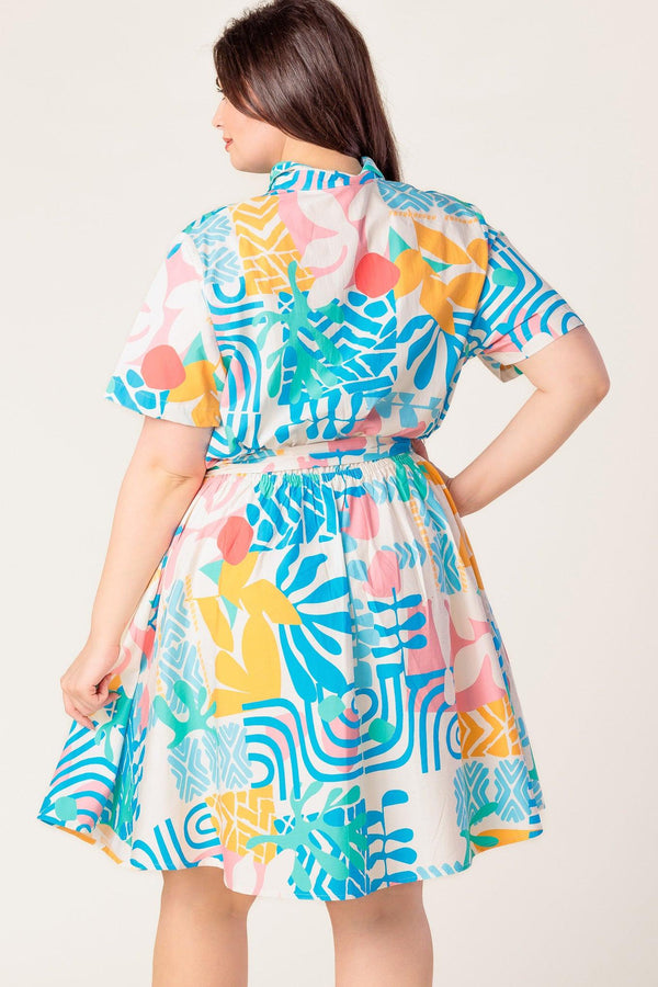 GARDEN SOCIAL WOVEN MINI DRESS.