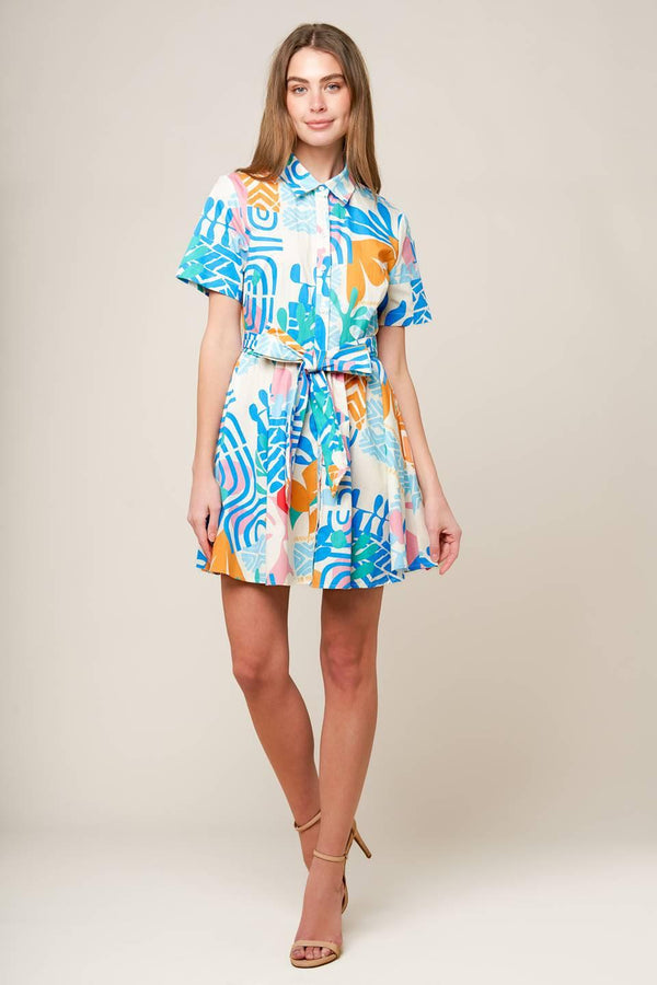 GARDEN SOCIAL WOVEN MINI DRESS.