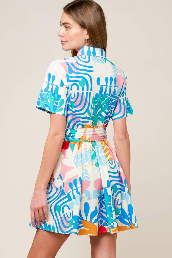 GARDEN SOCIAL WOVEN MINI DRESS.