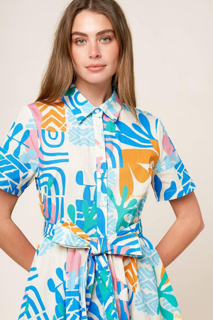 GARDEN SOCIAL WOVEN MINI DRESS.