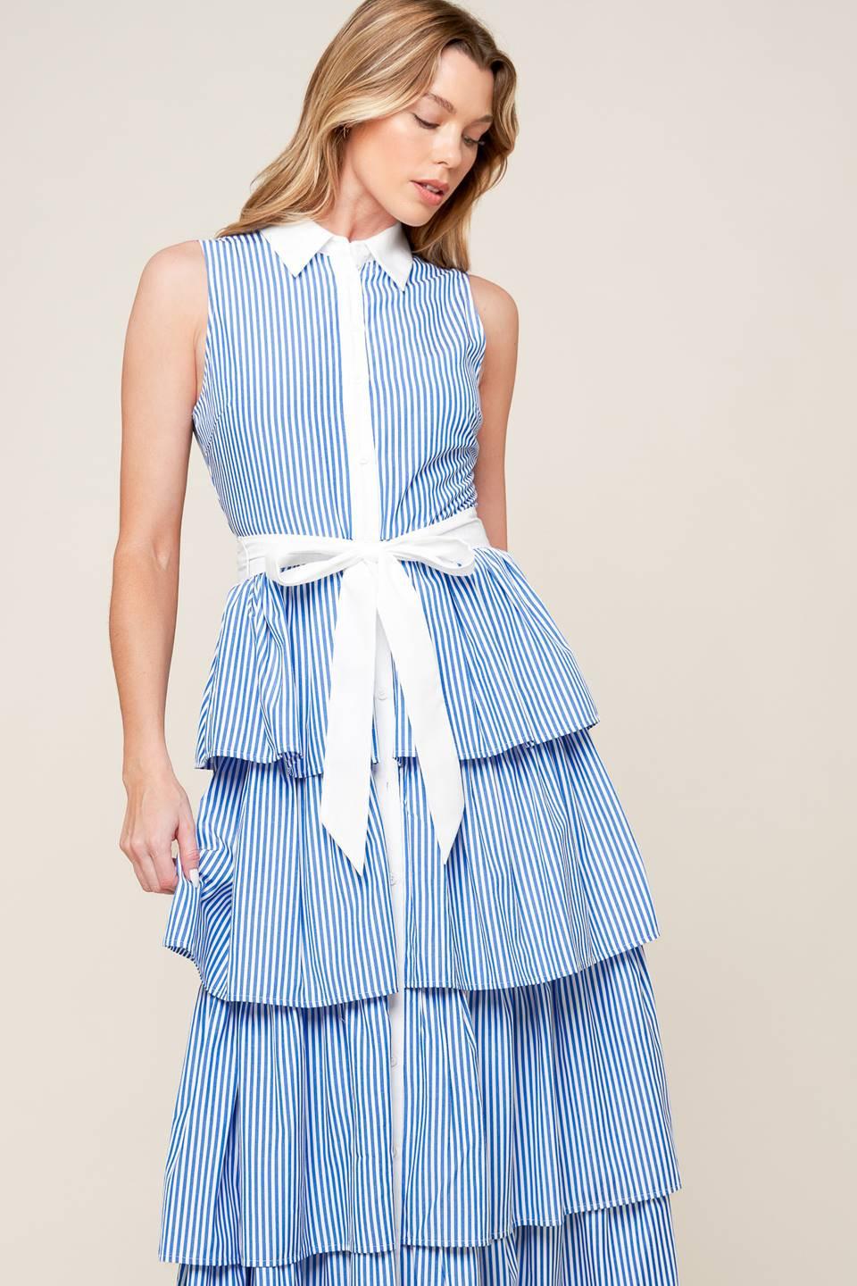 A TOUCH OF GRACE WOVEN MIDI DRESS.
