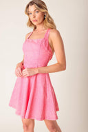 HIBISCUS HIDEAWAY WOVEN MINI DRESS.
