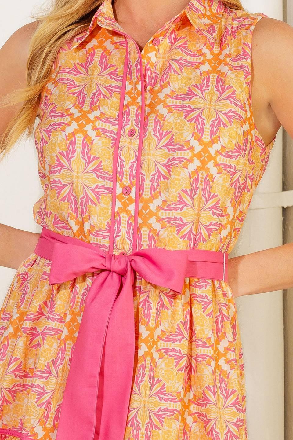 RAINFOREST RADIANCE WOVEN MIDI DRESS.