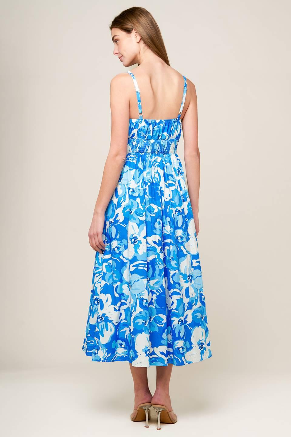 SPRING ROMANCE WOVEN MIDI DRESS.