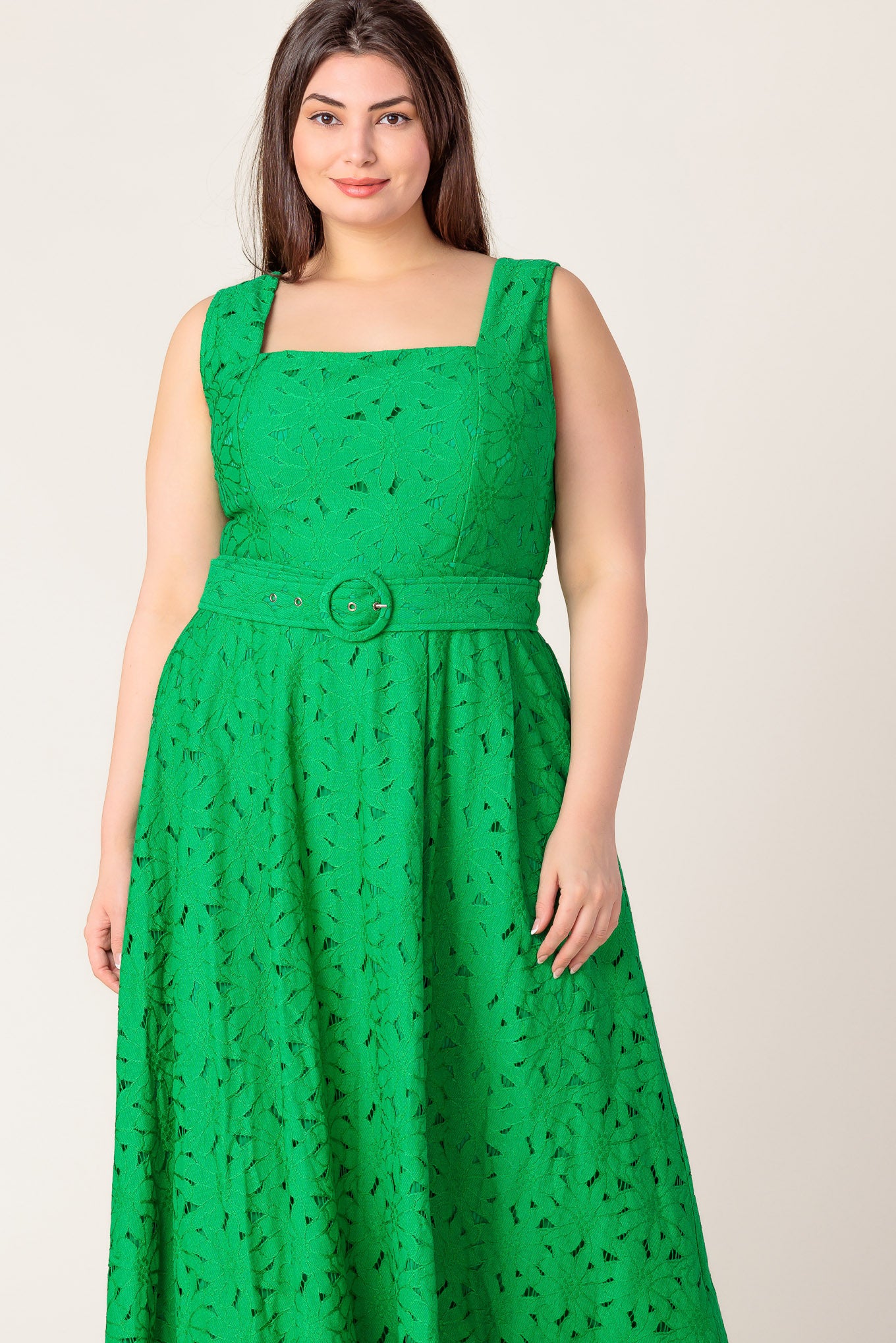 DAFFODILS & DAYDREAMS WOVEN LACE MIDI DRESS