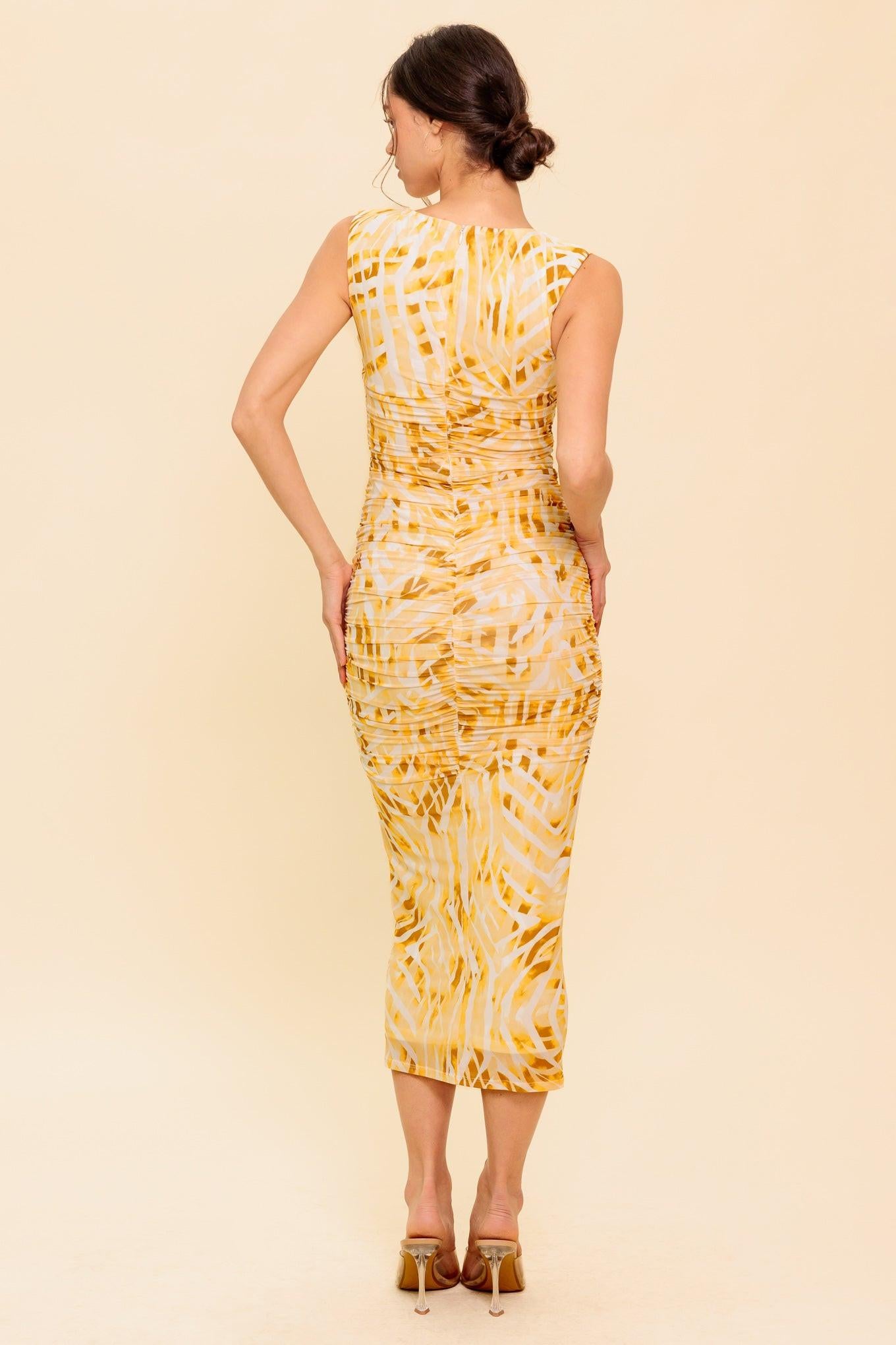 orange bodycon midi dress RHINESTONE STRAP COWL NECK SATIN RUCHED BODYCON MIDI CORSET DRESS