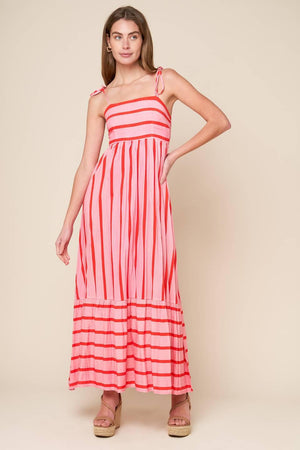 SPEAK NOW WOVEN MIDI DRESS.