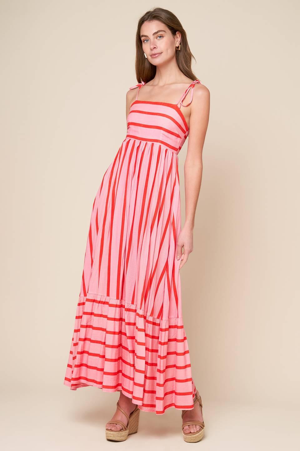 SPEAK NOW WOVEN MIDI DRESS.