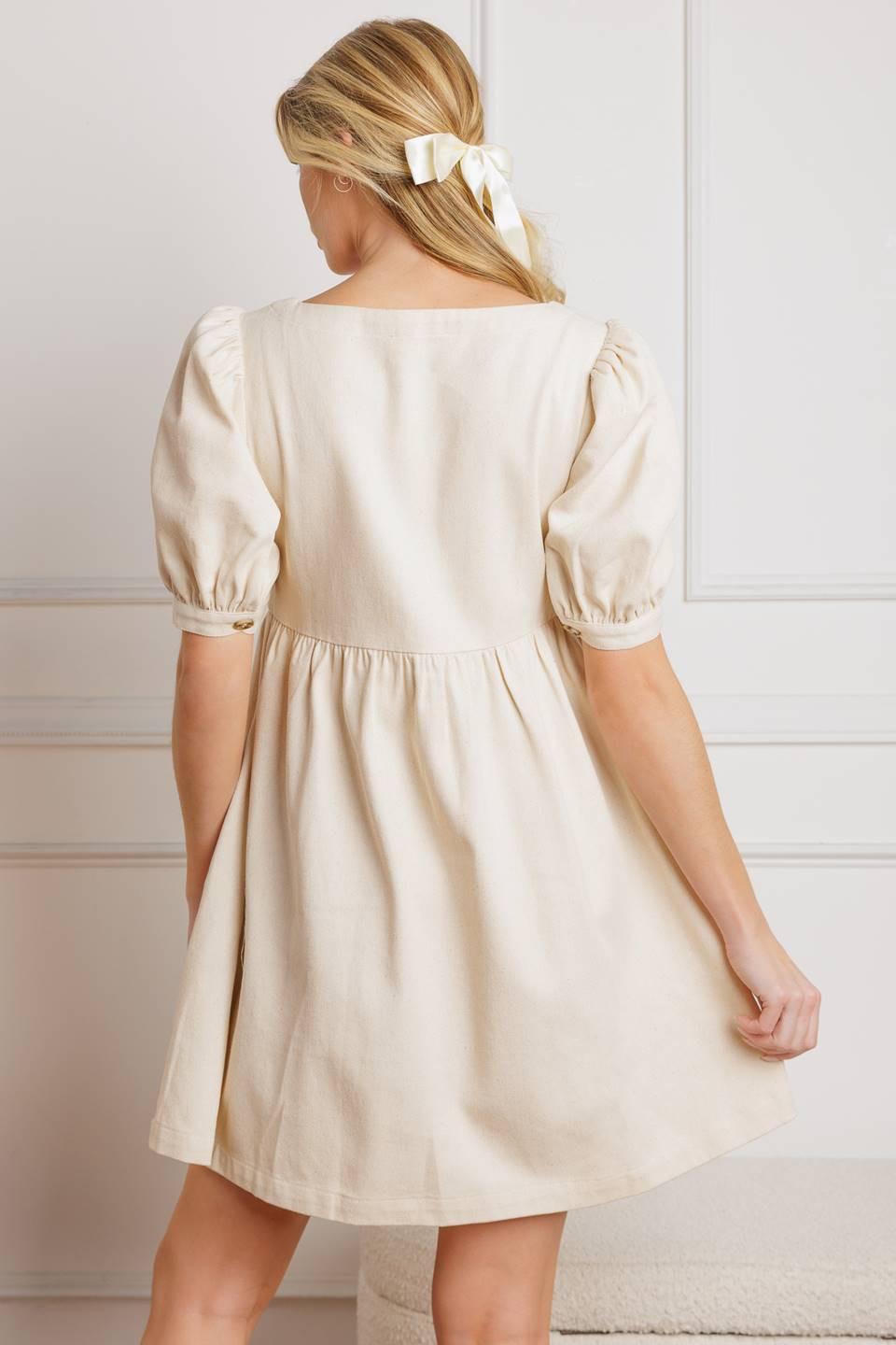 FOR THE DAY WOVEN TWILL MINI DRESS