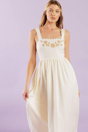 TOTAL CRUSH CREAM WOVEN MIDI DRESS.