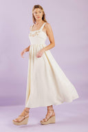 TOTAL CRUSH CREAM WOVEN MIDI DRESS.