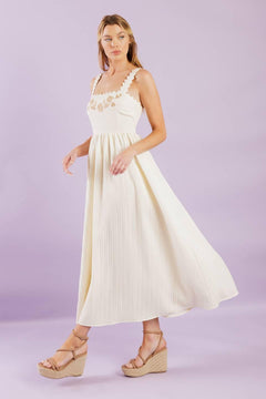 TOTAL CRUSH CREAM WOVEN MIDI DRESS.