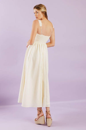 TOTAL CRUSH CREAM WOVEN MIDI DRESS.