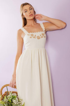 TOTAL CRUSH CREAM WOVEN MIDI DRESS.