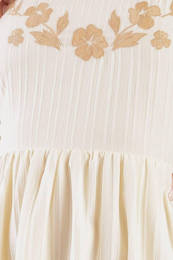 TOTAL CRUSH CREAM WOVEN MIDI DRESS.
