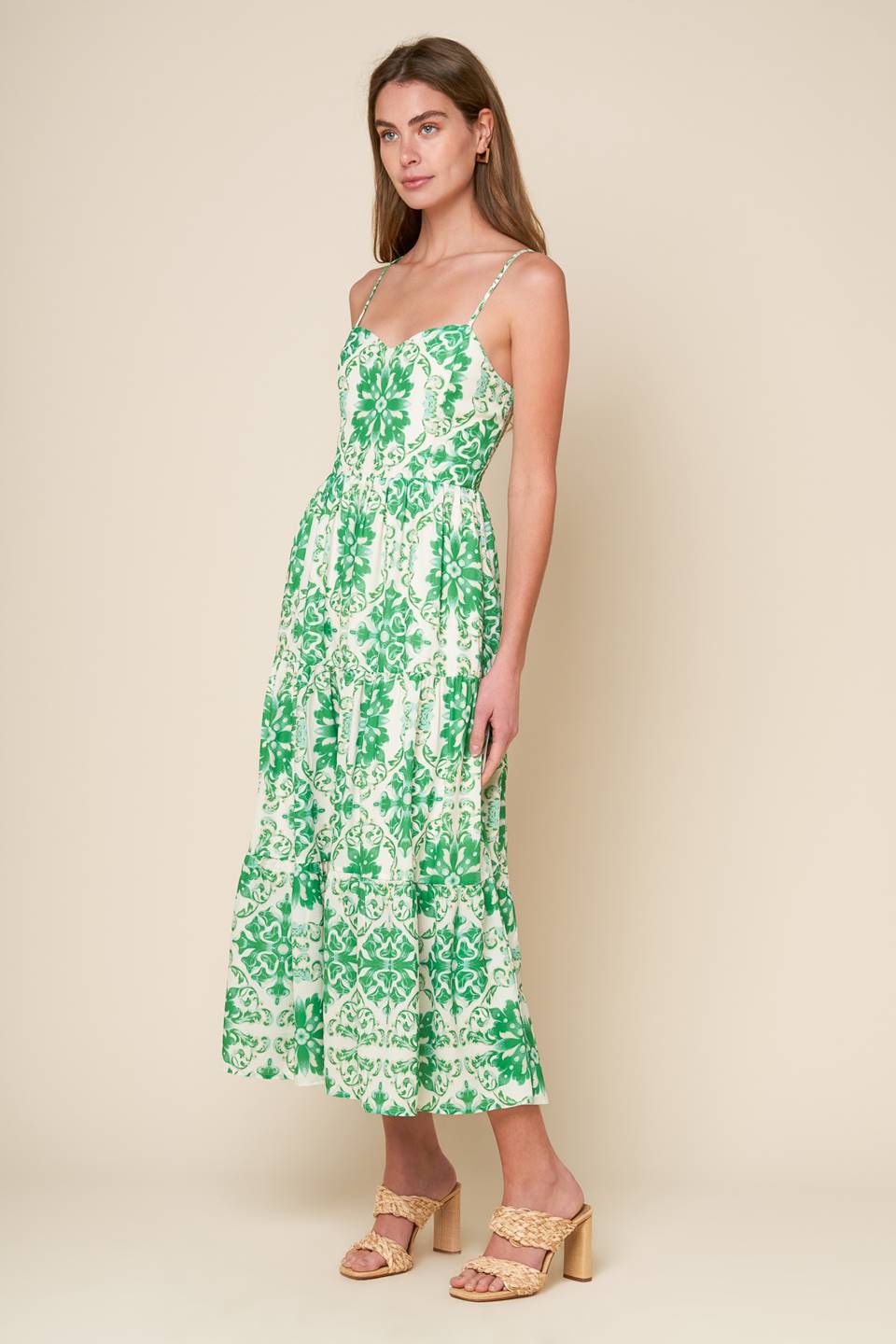 BEYOND ELEGANT WOVEN MIDI DRESS