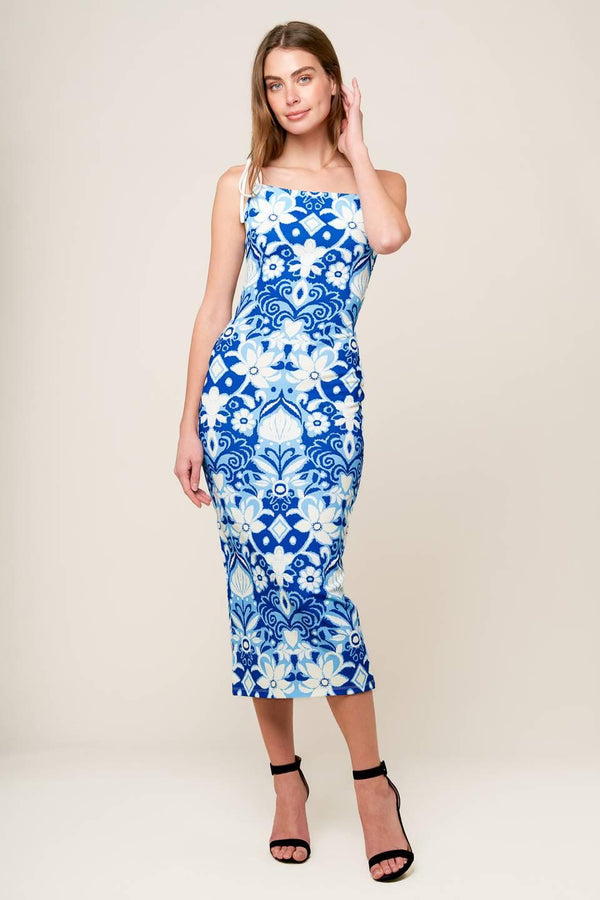 IN THE COUNTRYSIDE WOVEN MIDI DRESS.