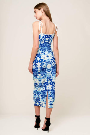 IN THE COUNTRYSIDE WOVEN MIDI DRESS.