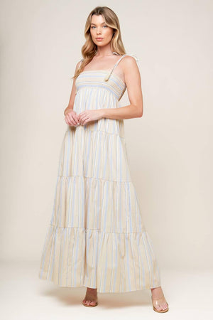 WAVES OF LIFT WOVEN MAXI DRESS.