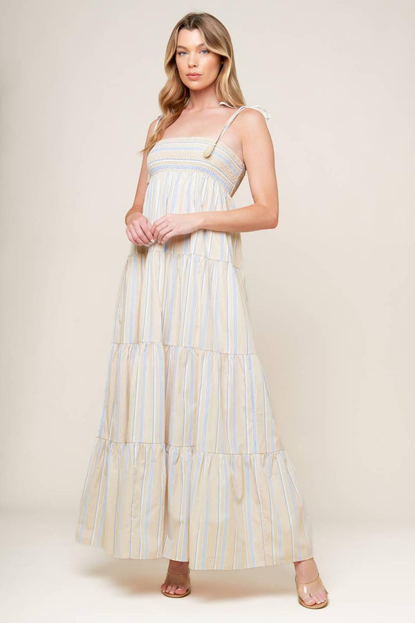 WAVES OF LIFT WOVEN MAXI DRESS.