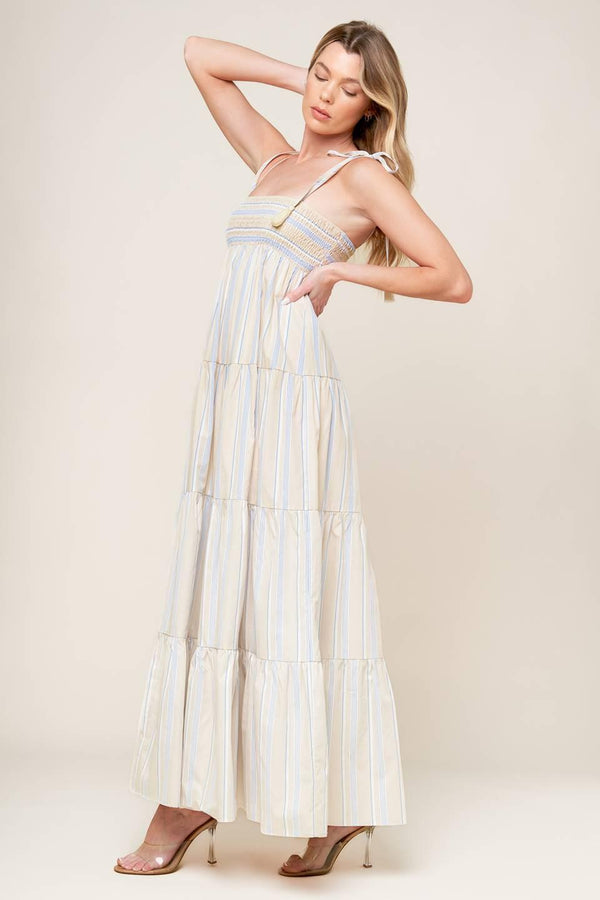 WAVES OF LIFT WOVEN MAXI DRESS.