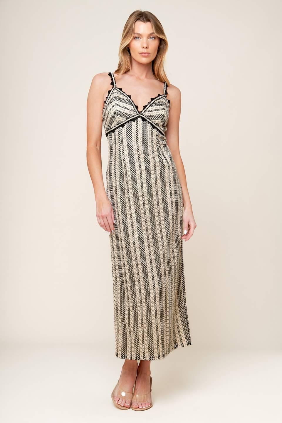TAKE ME AWAY CROCHET LACE MIDI DRESS l FLYING TOMATO CREAM/BLACK / M